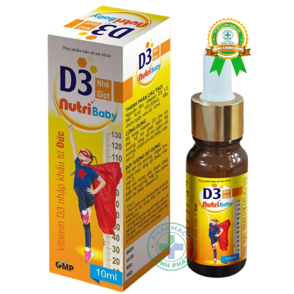 D3 nhỏ giọt NutriBaby - Giúp bổ sung vitamin D3 cho cơ thể, hỗ trợ bé phát triển